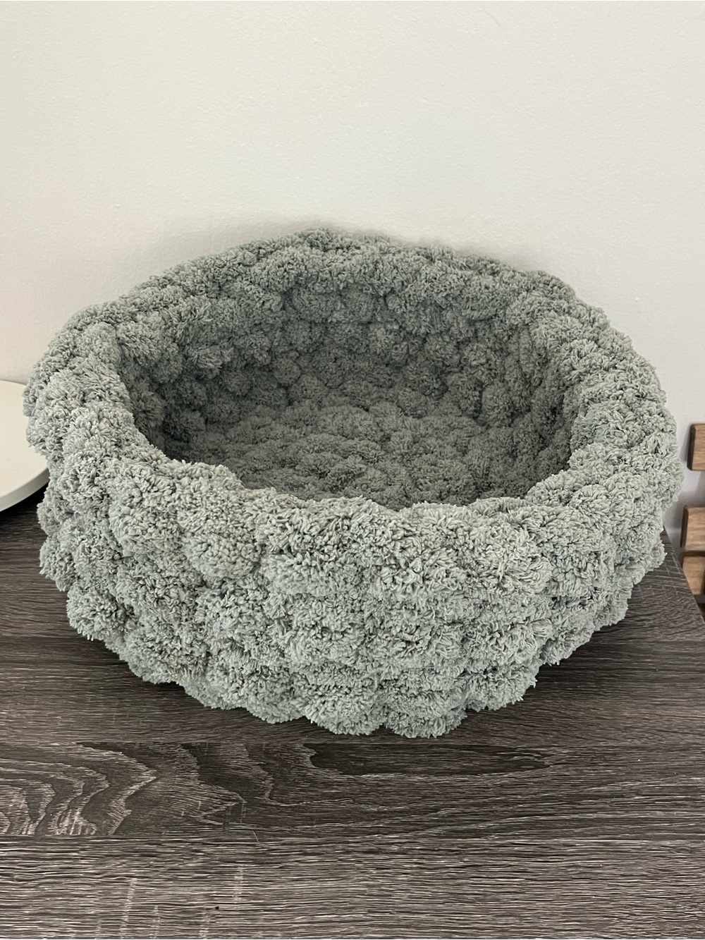 Sage Green Chunky Chenille Pet Basket- 16 inches outer diameter